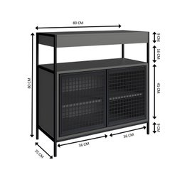 Armário Gabinete de Banheiro 80cm Estilo Industrial com 2 Portas P1038 sem Cuba - 4