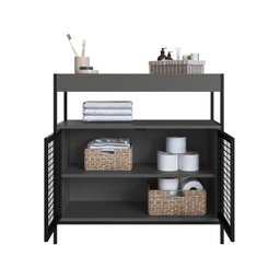 Armário Gabinete de Banheiro 80cm Estilo Industrial com 2 Portas P1038 sem Cuba - 2