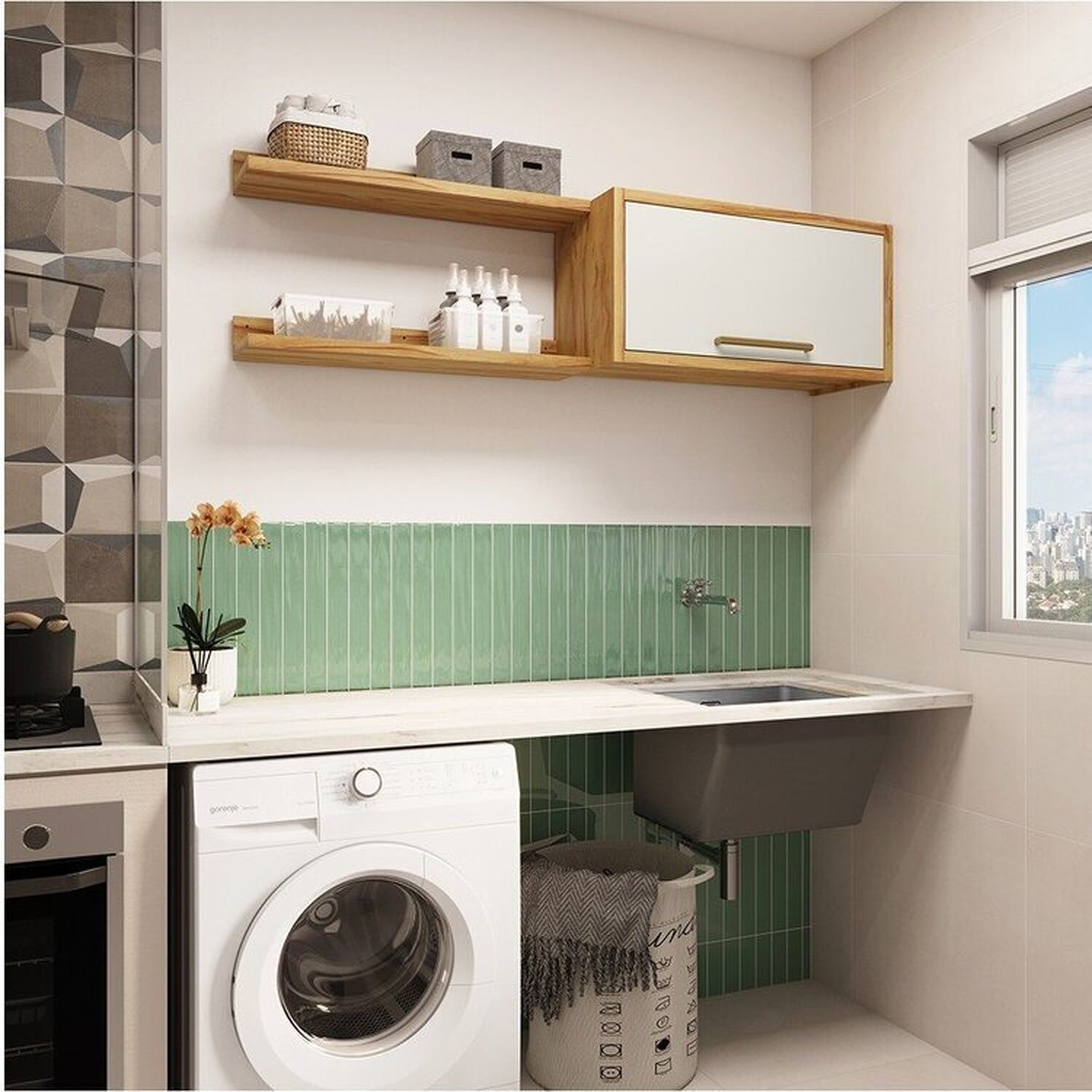 Conjunto para Lavanderia Aéreo com 2 Peças 100% Mdf Vicenza Espresso Móveis - 4