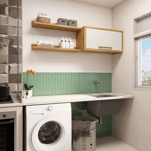Conjunto para Lavanderia Aéreo com 2 Peças 100% Mdf Vicenza Espresso Móveis