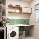 Ver imagem 4 de Conjunto para Lavanderia Aéreo com 2 Peças 100% MDF Vicenza Espresso Móveis Bege/Amêndoa/Off White