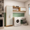 Ver imagem 1 de Conjunto para Lavanderia com 3 Peças 100% MDF Vicenza Espresso Móveis Bege/Amêndoa/Off White