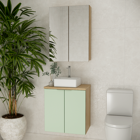 Conjunto de Banheiro Nature 60cm Estilare Cnj4009 Carvalho/verde