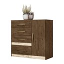 Ver imagem 1 de Cômoda 4 Gavetas e 1 Porta Vênus Castanho Wood Avelã Wood 707381 Moval