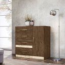 Ver imagem 3 de Cômoda 4 Gavetas e 1 Porta Vênus Castanho Wood Avelã Wood 707381 Moval