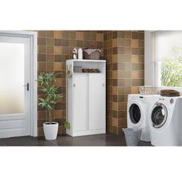 Armário Multiuso Lavanderia 528 c/ 2 Portas de Correr Branco - Carraro - 9