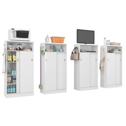 Armário Multiuso Lavanderia 528 c/ 2 Portas de Correr Branco - Carraro - 6