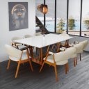 Ver imagem 2 de Sala de Jantar Olivia (base+tampo) 2,20x1,10, com 8 Cadeiras Olivia Verniz Nogueira