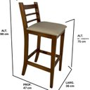 Ver imagem 4 de Banqueta Rubi Nogueira Alta em Madeira Maciça de Eucalipto Encosto em Madeira