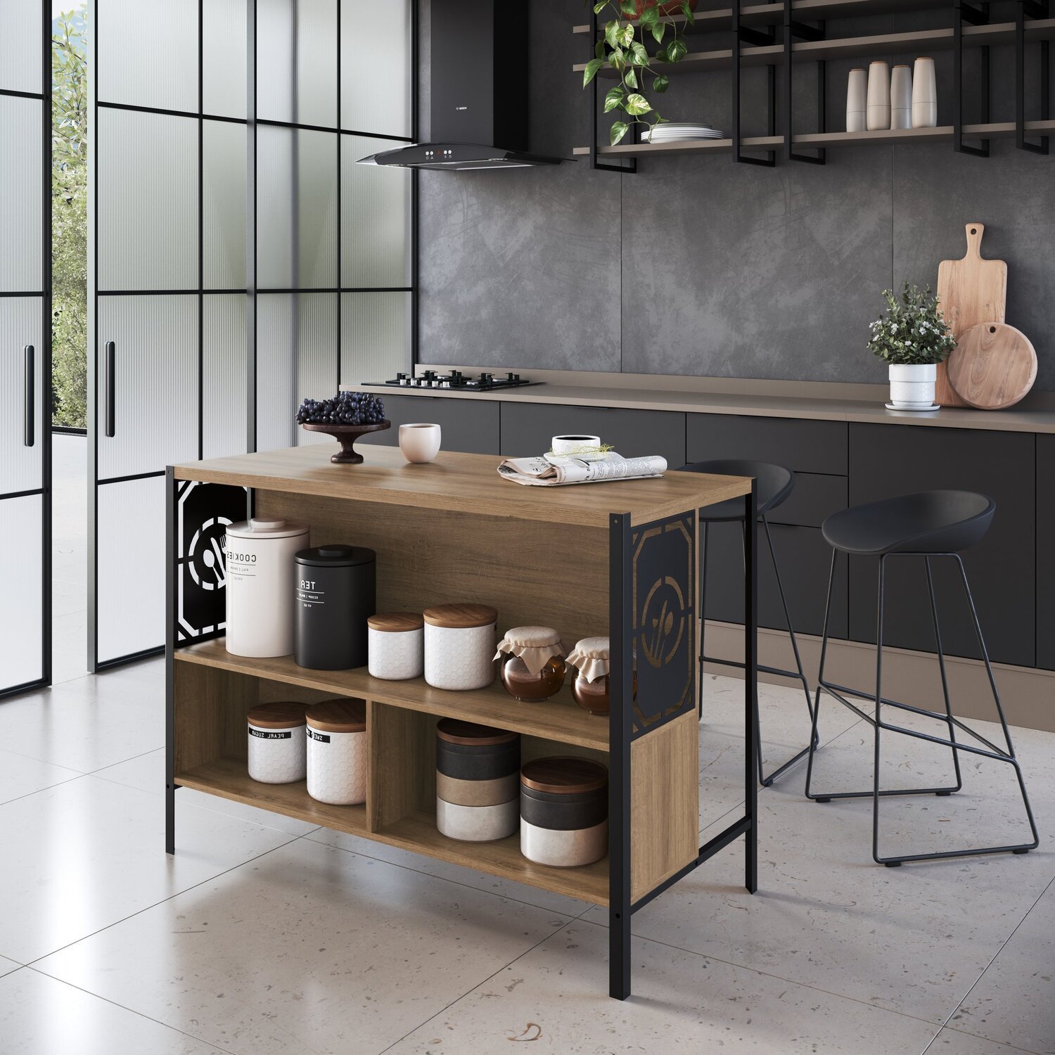 Mesa Bancada Gourmet Estilo Industrial 127cm | MadeiraMadeira