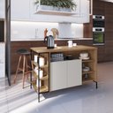 Ver imagem 1 de Mesa Bancada Gourmet Estilo Industrial 131cm com Armario 2 Portas Marrom/Preto/Mel/Arenas