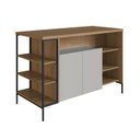 Ver imagem 3 de Mesa Bancada Gourmet Estilo Industrial 131cm com Armario 2 Portas Marrom/Preto/Mel/Arenas