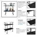 Ver imagem 6 de Carrinho Bar Estilo Industrial com 2 Prateleiras Preto