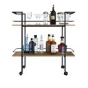 Ver imagem 4 de Carrinho Bar Estilo Industrial com 2 Prateleiras Marrom/Preto/Mel