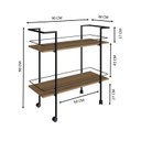 Ver imagem 3 de Carrinho Bar Estilo Industrial com 2 Prateleiras