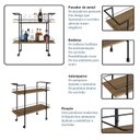 Ver imagem 6 de Carrinho Bar Estilo Industrial com 2 Prateleiras