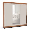 Ver imagem 2 de Guarda-Roupa 3 Portas Correr com Espelho Madrid Bege/Creme/Freijó