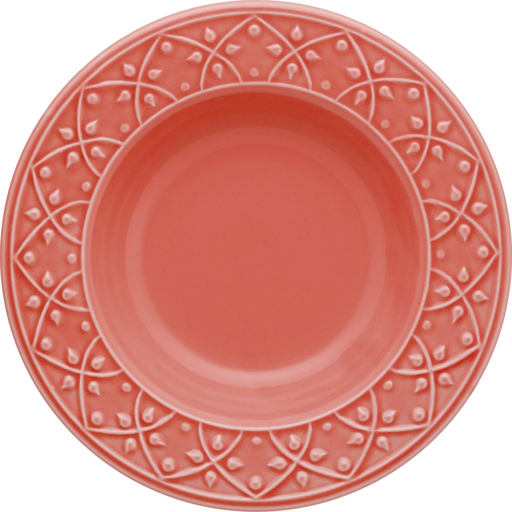 Kit 12 Pratos Fundos Mendi Coral Oxford® Cerâmica 23cm - 1
