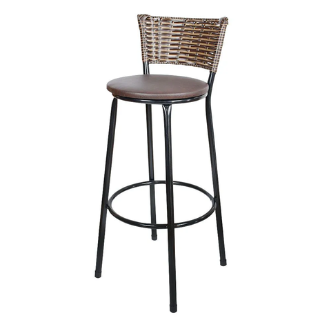 Banqueta Alta Ratan Hawai Preta Cappuccino  