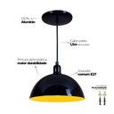 Ver imagem 4 de Pendente Meia Lua 24cm Luminária Lustre Alumínio Preto Brilhante C/ Amarelo
