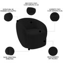 Ver imagem 6 de Sofá 3 Lugares Living 180cm e 1 Poltrona Giratória Garbin K04 Veludo Preto - Mpozenato