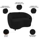Ver imagem 7 de Sofá 3 Lugares Living 180cm e 1 Poltrona Giratória Garbin K04 Veludo Preto - Mpozenato