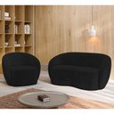 Ver imagem 5 de Sofá 3 Lugares Living 180cm e 1 Poltrona Giratória Garbin K04 Veludo Preto - Mpozenato