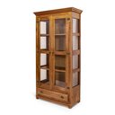 Ver imagem 1 de Cristaleira Clássica Rústica com Vidro com Gaveta em Madeira Maciça - Natural - Bege