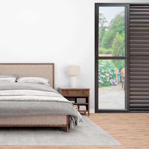Porta Balcão 3 Folhas Alumínio 2,10 x 1,50 com Fechadura Preto Hale Esquadrias