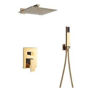 Chuveiro Dourado Quadrado Parede para Aquecedor Moderno