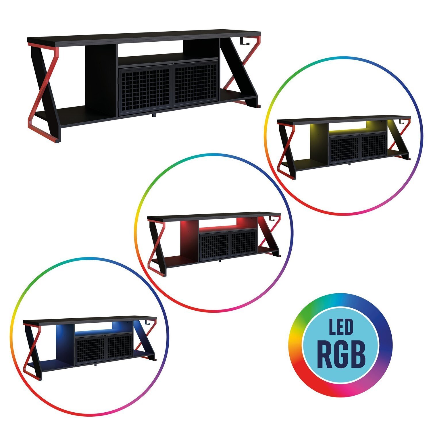 Rack Gamer para Tv até 60 Polegadas Industrial com Iluminação em Led RGB  P1033 - 10