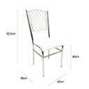 Ver imagem 3 de Kit 5 Cadeiras de Cozinha com Reforço Cromada Encosto Grade Assento Branco - Poltronas do Sul