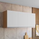 Ver imagem 2 de Armário Aéreo Cozinha Andréia 120cm 3 Portas Multiuso Mdp Amêndoa Branco - Desk Design