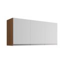 Ver imagem 1 de Armário Aéreo Cozinha Andréia 120cm 3 Portas Multiuso Mdp Amêndoa Branco - Desk Design