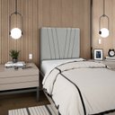 Ver imagem 2 de Cabeceira Estofada Solteiro Belgica 90cm Suede Cinza-claro