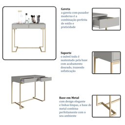 Escrivaninha Penteadeira Estilo Industrial com 2 Gavetas P1039 - 6