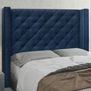Ver imagem 5 de Cabeceira Decorativa Queen Size 1,84M Loewe Suede Azul Marinho - Gran Belo