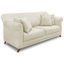 Ver imagem 1 de Sofá Living 2 Lugares 1,60m Vênus Veludo Bege Pés Castanho - Pallazio