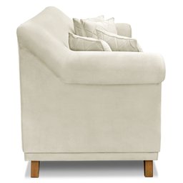 Sofá Living 2 Lugares 1,60m Vênus Veludo Bege Pés Castanho - Pallazio - 4