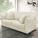 Ver imagem 2 de Sofá Living 2 Lugares 1,60m Vênus Veludo Bege Pés Castanho - Pallazio