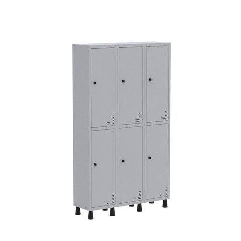 Armário Locker Guarda Volume Aço Light 6 Portas 103,5x179,5cm Cinza