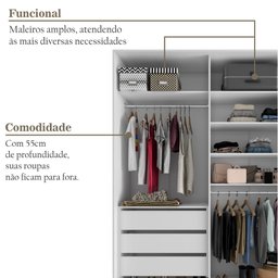 Closet Solteiro 100% Mdf Bp 159,5cm 3 Gavetas Monreale - 9