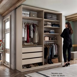 Closet Solteiro 100% Mdf Bp 159,5cm 3 Gavetas Monreale - 2