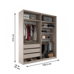 Closet Solteiro 100% Mdf Bp 159,5cm 3 Gavetas Monreale - 6