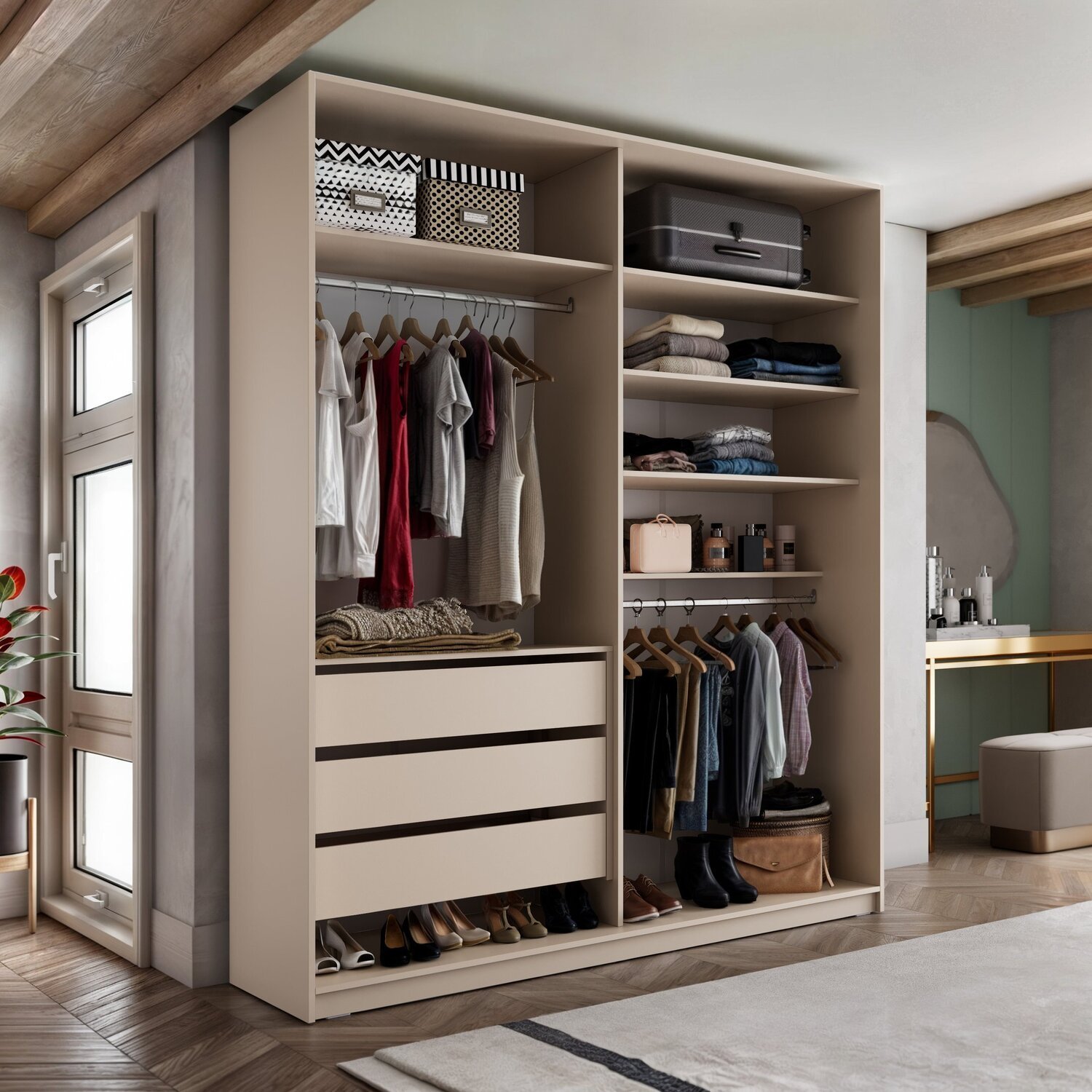 Closet Solteiro 100% Mdf Bp 159,5cm 3 Gavetas Monreale - 1