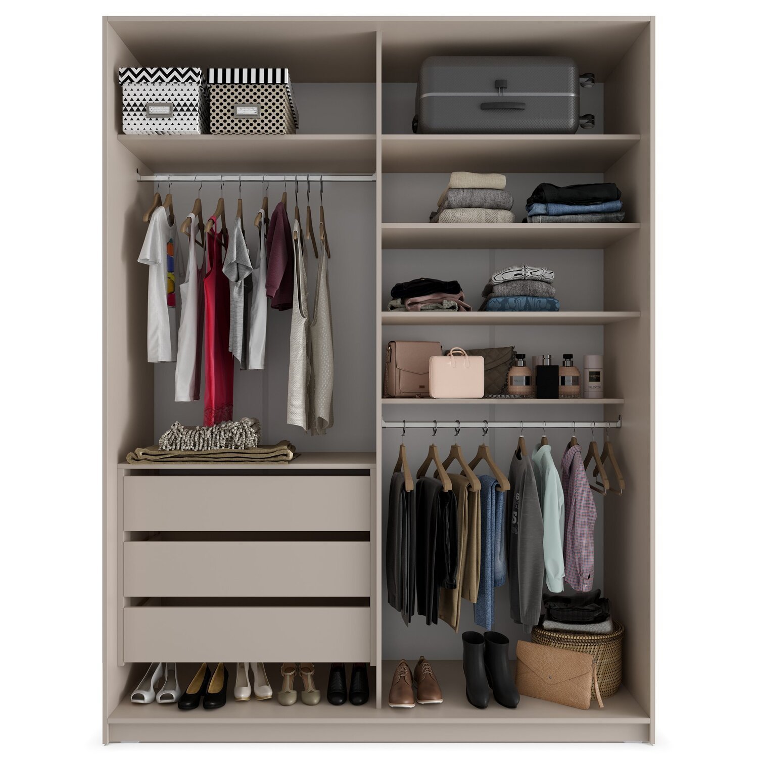 Closet Solteiro 100% Mdf Bp 159,5cm 3 Gavetas Monreale - 3