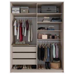 Closet Solteiro 100% Mdf Bp 159,5cm 3 Gavetas Monreale - 3