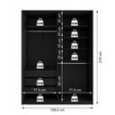 Ver imagem 5 de Closet Solteiro 100% MDF BP 159,5cm 3 Gavetas Monreale Cinza/Preto