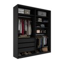 Ver imagem 3 de Closet Solteiro 100% MDF BP 159,5cm 3 Gavetas Monreale Cinza/Preto
