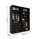Ver imagem 6 de Closet Solteiro 100% MDF BP 159,5cm 3 Gavetas Monreale Cinza/Preto